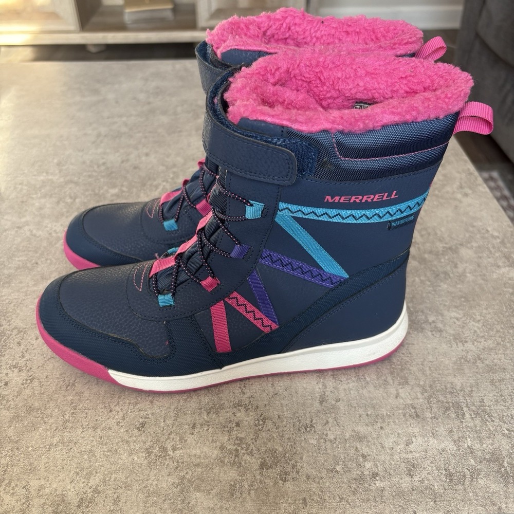 Merrell Women's/Big Girl Snow/Rain Boots‎ Insulated Waterproof Navy pink Sz7